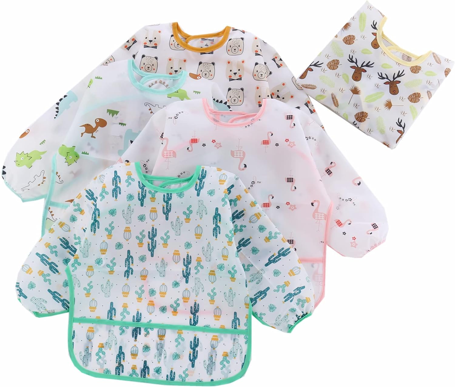 251026152457584_1 HaimoBurg 5 Pcs Long Sleeved Baby Toddler Bibs Waterproof Sleeved Bib 3-24 Months - Image 1